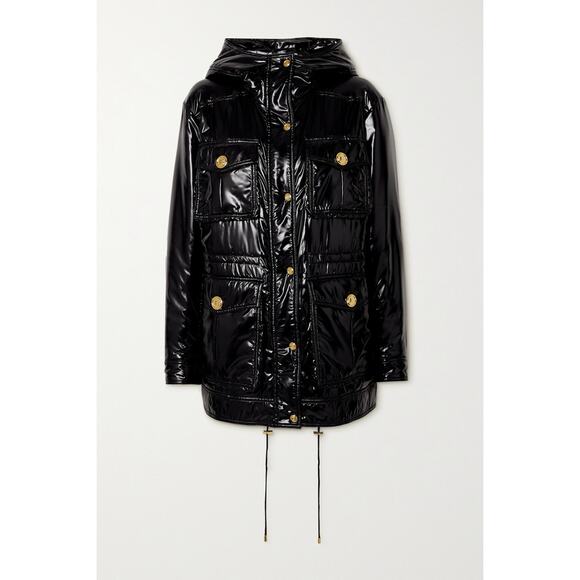 Balmain Hooded Padded Blue Polyamide Glossed-Shell Jacket Size 42 - Picture 1 of 6